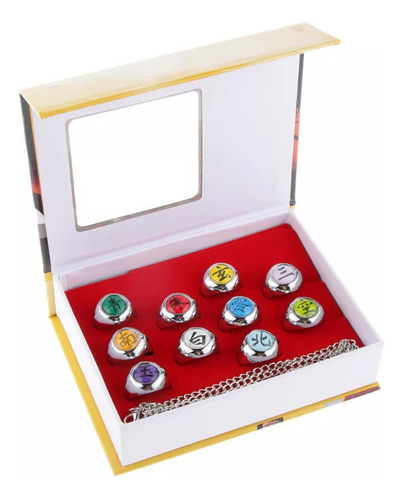 10 Anillos + Collar Naruto Akatsuki