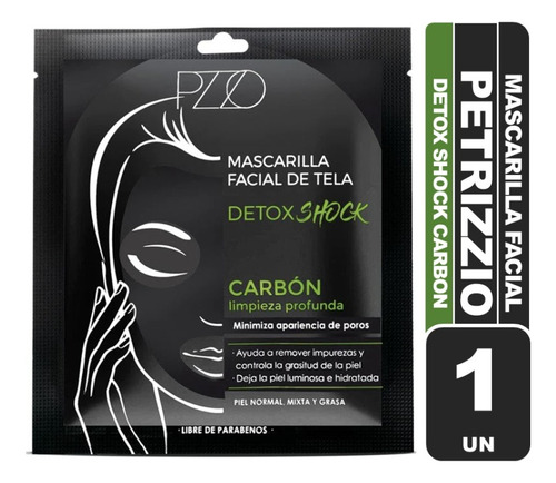 Petrizzio Pzzo Mascarilla De Tela Carbón Detox Shock