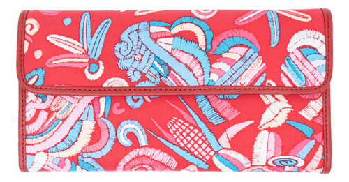 Cartera De Bolsillo Seda Pineda Covalin Diseño Quetzalcóatl Color Rojo Brill