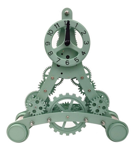 Reloj De Engranes Industrial Triangulo 3d Mediano, 4 Colores Color Verde