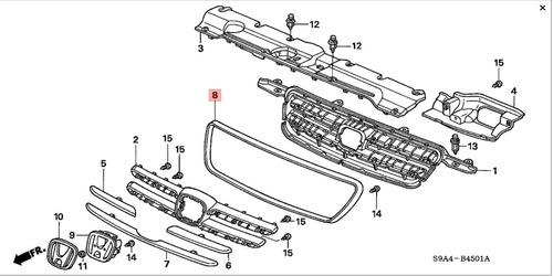 Moldura De Rejilla Exterior Honda Crv 2005/06