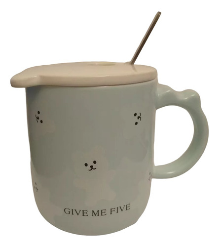 Taza De Cerámica Con Tapa Give Me Five Bear