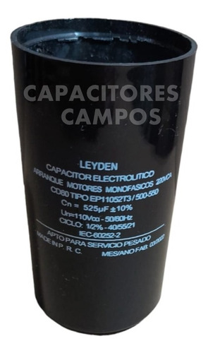 Capacitor Electrolitico 500/550 Uf Para Arranque De Motores