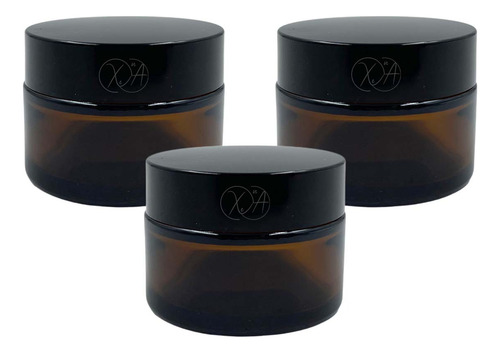 Pomadera Ámbar 2 Oz / 60 Ml Con Tapa Negra Liner 50 Pzs
