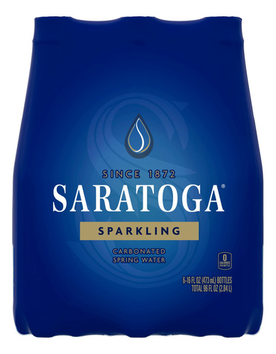 Botella De Agua Mineral Con Gas Saratoga, Pet, 6 Unidades