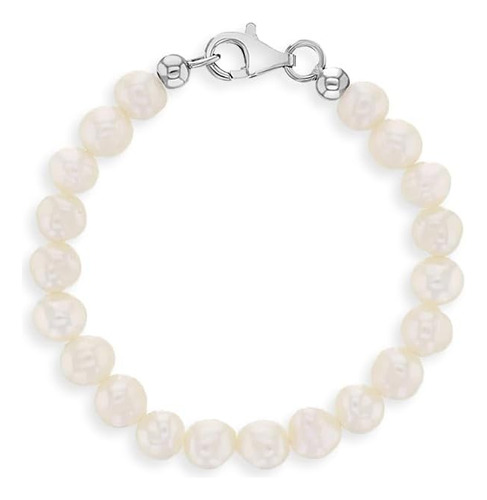 Pulsera De Plata De Ley 925 Con Perlas Blancas De Agua Dulce