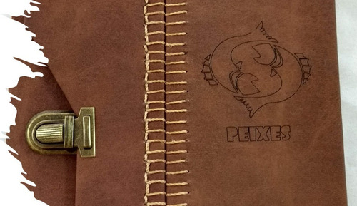 Imagem 2 de 10 de Diário Tema Signo De Peixes Capa Couro Sintético
