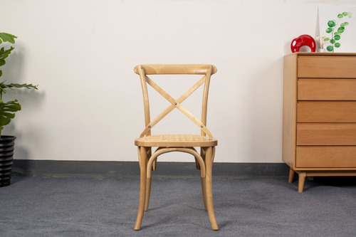 Imagen 3 de 7 de Silla De Comedor Vienesa Cross Madera Beech Asiento De Ratan