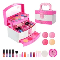 Comprar Juguete de Maquillaje Real para Niñas Fantastic Toys 32 Piezas Estuche Tocador con Espejo Kit de Belleza No Tóxico y Lavable Apto para Niñas 3 Años