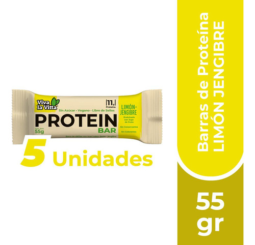 Viva La Vitta Protein 5 X Barras De Proteina Limón Jengibre