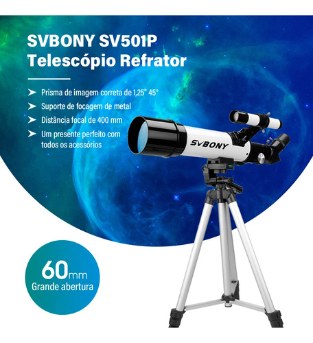 Telescópio Astronômico Luneta Refrator Svbony Com Tripé