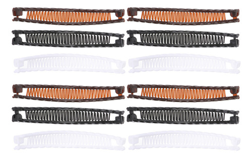 * 12 Pinzas For El Pelo Negras, Accesorios Tipo Banana, Café