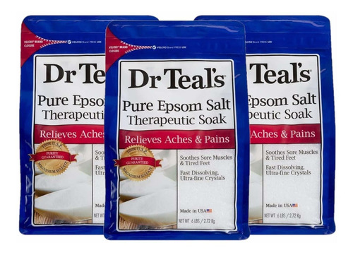 Dr Teals Pure Epsom Solución De Remojo De Sal 3 Paquetes (18