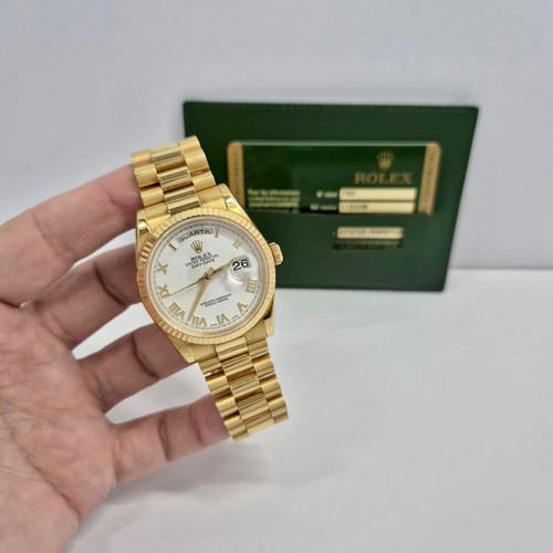 Rolex Day-date Presidente Yellow Gold 36mm Completo Dourado Dourado Branco (Usado)