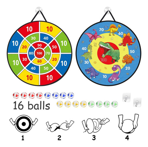 Tomyou 26 Diana De Dardos Para Niños Con 16 Bolas Adhesivas, Blanco.