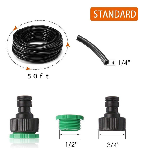 Kit Riego Micro Goteo Automático 50 Pies Boquilla Ajustable.