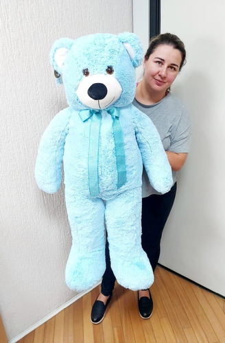 Urso Azul Pelúcia Grande 1 Metro Presente Natal Namorados