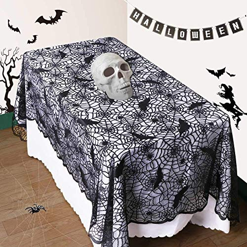 Mantel Rectangular Negro De Telaraña Para Halloween