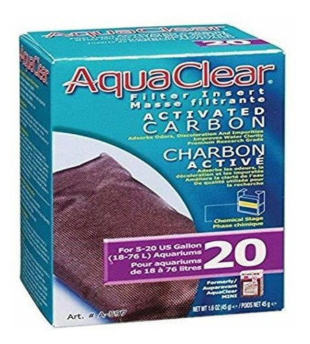 Filtro De Carbón Activado Aquaclear 20, 1.5 Oz, Blanco