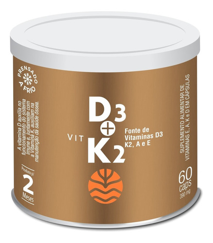 Vit D3 + K2 Fonte De Vitaminas D3 K2 Vit A & E - Vital Âtman Sabor Sem sabor