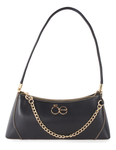 Bolsa Baguette Cloe Para Mujer Con Aplicación De Cadena Color Negro