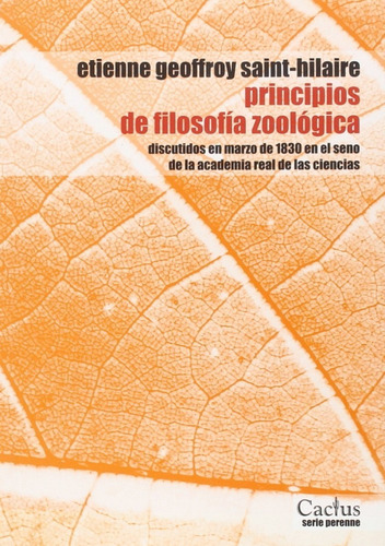 Principios De Filosofía Zoológica Etienne Saint-hilaire