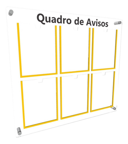 Quadro De Aviso Gestão Em Acrílico C/ 6 Displays A4 Acrílico