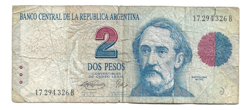 Liquido Billete Argentina 2 Pesos Convertibles 1° Diseño