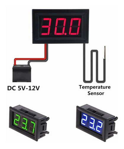 Termómetro Digital Led Para Coche  -50 +110c De 12v + Sonda