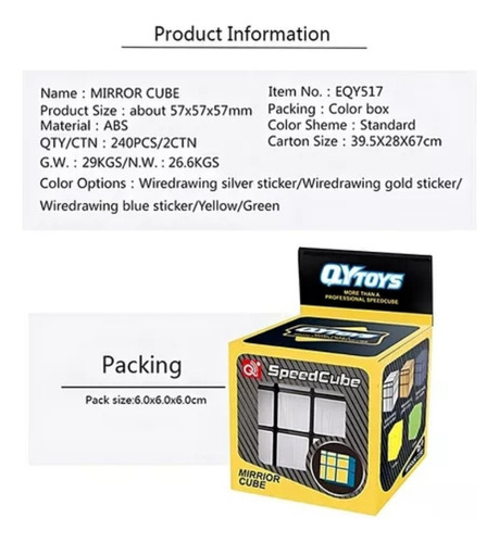 Bloques De Espejo Mirror Cube Mirror Qiyi Gold 3x3