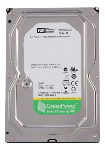 Hd Western Digital Green Power 500 GB WD5000audx para gris