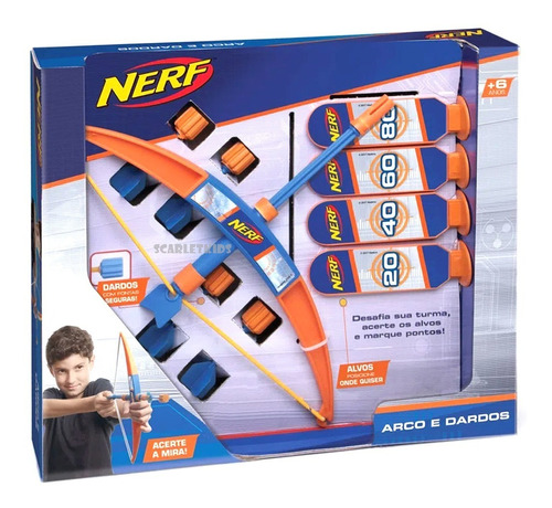 Nerf Arco + 4 Dardos Y Objetivos Original Scarlet Kids