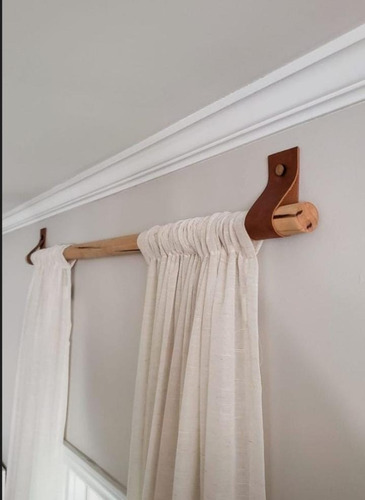 Soporte Para Cortina Porta Barral De Cuero Resistente Kit X2