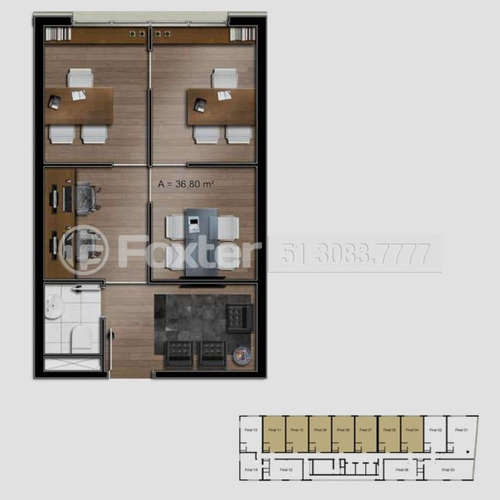 Sala / Conjunto Comercial, 36.8 M², Menino Deus - 124420