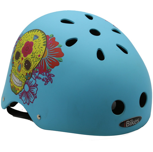 Casco Ibikes Mtv-12 Calavera Celeste Md