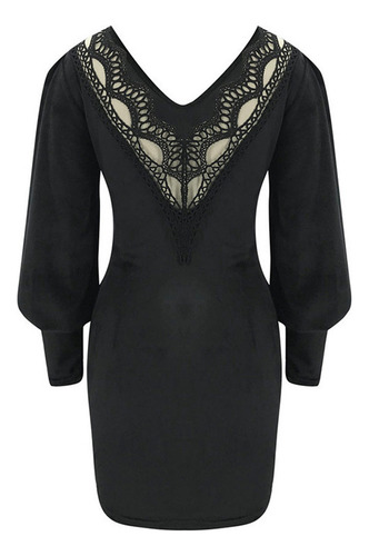Vestido Maxi Sin Espalda De Encaje Delgado Con Cuello En V Y