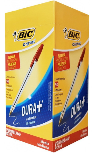 Lapicera Bic Cristal Boligrafo Birome X 50 Unidades Color De La Tinta Rojo