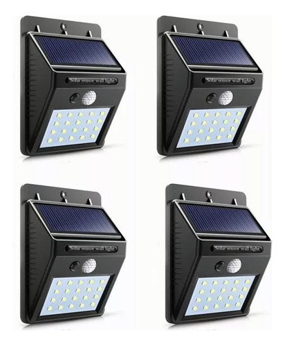 4pzs Lampara Led Solar Reflector Exterior Jardin Sensor Luz Color de la carcasa Negro