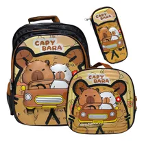 Comprar Mochila Escolar Capibara 3 Piezas Lonchera Y Cartuchera
