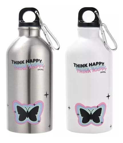 Imagen 4 de 6 de Botella Deportiva Acero Inoxidablee A Rosca Think Happy Mca