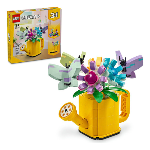 LEGO® Creator 3 en 1 Flores en Regadera juguete de construcción 3 en 1 convertible en bota de lluvia o en 2 pájaros posados en una percha, set inspirado en la naturaleza 31149