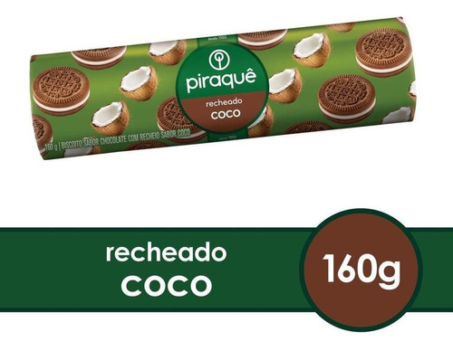 40 Pacotes Bolacha Piraquê Chocolate Recheada Com Coco