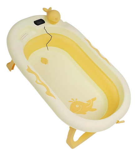 Banheira Retrátil Infantil Confortável Resistente Conforto Cor Amarelo Lisa