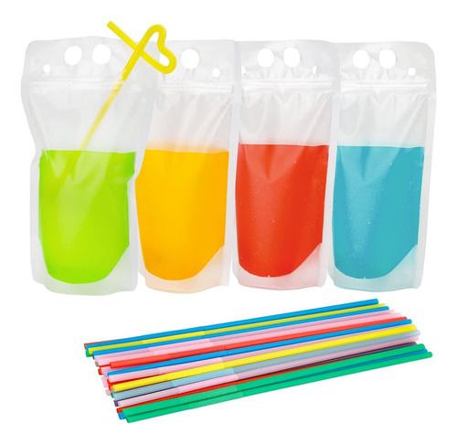 1000ml Bolsa De Bebida Grande De Y Pajita 100 Pcs Cada Uno