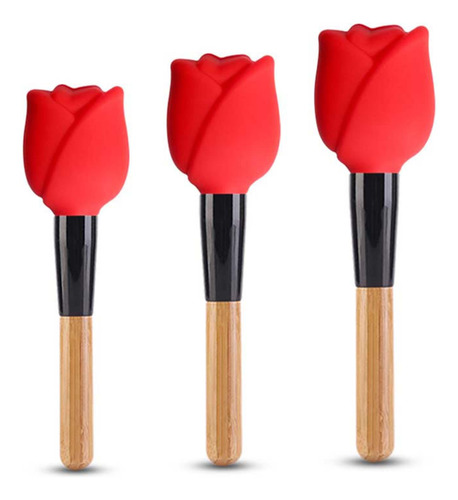 3 Fundas Portátiles De Silicona Para Brochas De Rojo