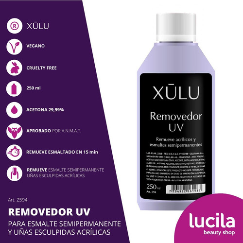 Removedor Esmalte Semipermanente Uñas Esculpidas Xúlu 250cc