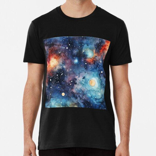 Remera Galaxia De Acuarela En El Espacio Algodon Premium