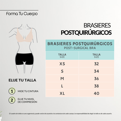 Faja Brasier Post Quirúrgico Con Realce Apoyo Postoperatorio Negro 38