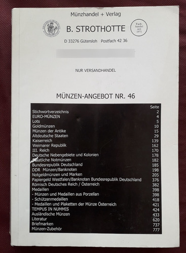 Münzen Angebot N°46 Oferta De Monedas 2002 778pag Strothotte