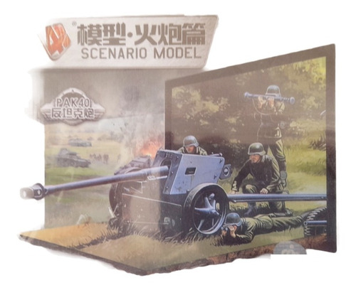 Diorama Militar Cañón Alemán Pak 40 Ww2 Esc. 1:72